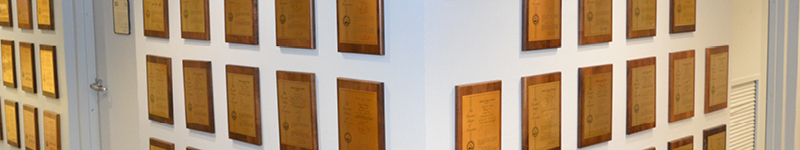 Wall of awarded plaques for Intellectural Properties